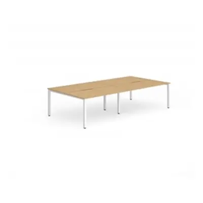 Evolve B2B White Frame Bench Desk 1400 Beech (4 Pod) - BE233