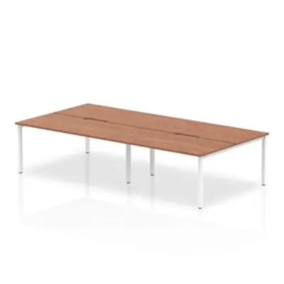 Evolve B2B White Frame Bench Desk 1600 Walnut (4 Pod) - BE227