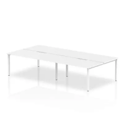 Evolve B2B White Frame Bench Desk 1600 White (4 Pod) - BE226