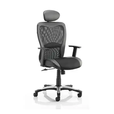 Victor II Executive Chair Black Leather Black Mesh With Arms