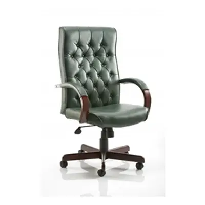 Chesterfield Executive Chair Green Bonded Leather With Arms - EX