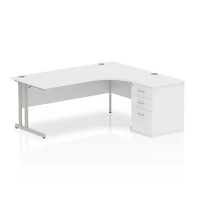 Impulse 1800 Right Hand Cantilever Workstation 600 Pedestal White