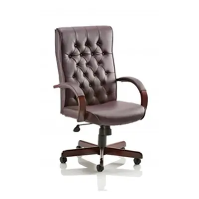 Chesterfield Executive Chair Burgundy Bonded Leather With Arms Ref