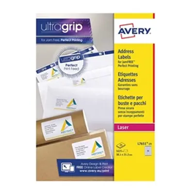 Avery White Mini Laser Labels 38.1 x 21.2mm (1625 Pack) L7651-25