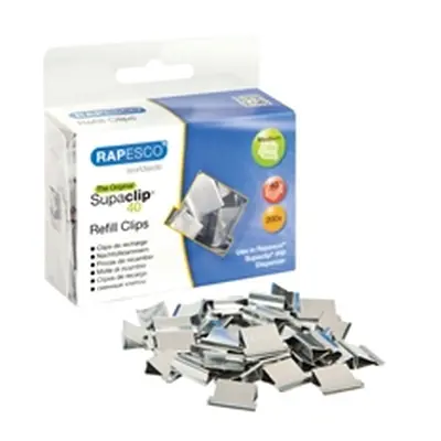 Rapesco Supaclips 40 Refill 200 Clips Stainless Steel - CP20040S