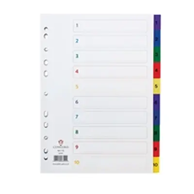 Concord 1-10 Index Polypropylene Multicoloured A4 66399