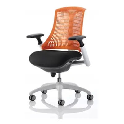 Flex Task Operator Chair White Frame Black Fabric Back With O