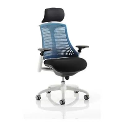 Flex Task Operator Chair White Frame Black Fabric Seat With B