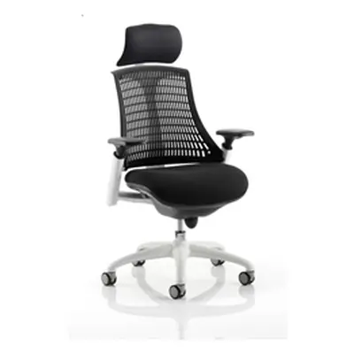 Flex Task Operator Chair White Frame Black - KC0087