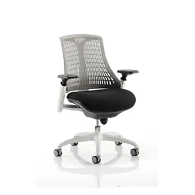 Flex Task Operator Chair White Frame Black Fabric Seat With G