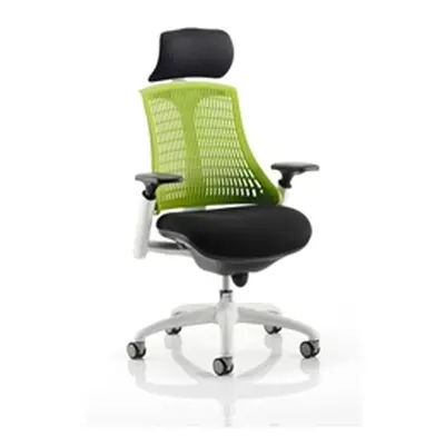 Flex Task Operator Chair White Frame Black Fabric Seat With G