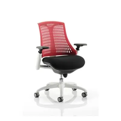 Flex Task Operator Chair White Frame Black Fabric Seat With R