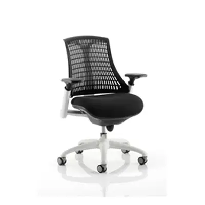 Flex Task Operator Chair White Frame Black Fabric Seat With B