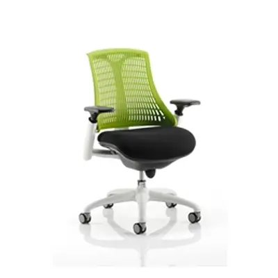 Flex Task Operator Chair White Frame Black Fabric Seat With G