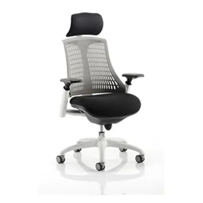 Flex Task Operator Chair White Frame Black Fabric Seat With G