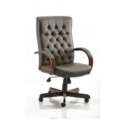 Chesterfield Executive Chair Brown Bonded Leather With Arms - EX