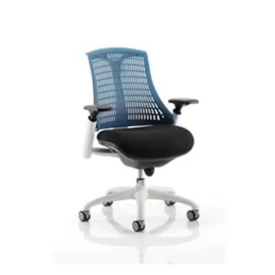 Flex Task Operator Chair White Frame Black Fabric Seat With B