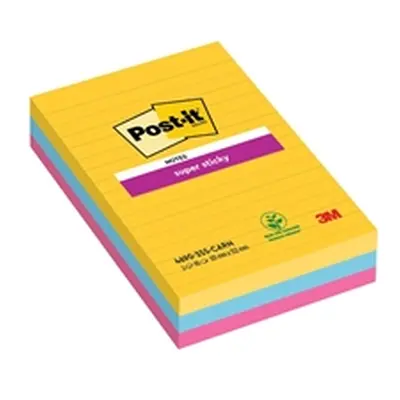 Post-it Super Sticky XXL Notes 101x152mm Lined Rio (Pack 3)