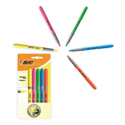 Bic Brite Liner Grip Highlighter Pen Chisel Tip Assorted 824758 Pk 5