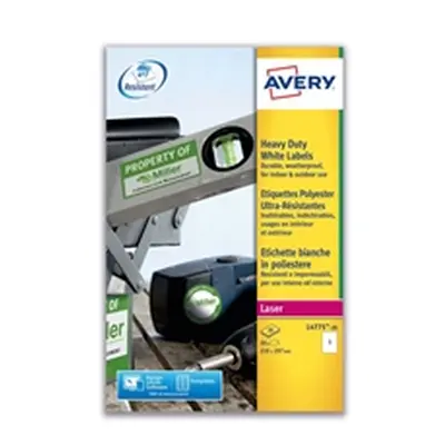 Avery Heavy Duty Labels Laser 1 per Sheet 210x297mm White - L4775-20