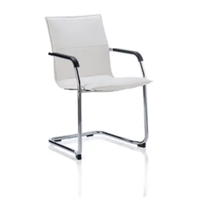 Echo Visitor Cantilever Chair White Bonded Leather With Arm