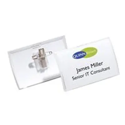 Durable Click Fold Name Badge with Combi Clip 54x90mm Clear (Pack 25)