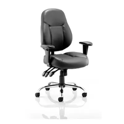 Storm Task Operator Chair Black Bonded Leather With Arms Re