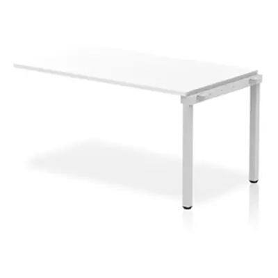 Evolve Single Ext Kit Silver Frame Bench Desk 1400 White - BE331