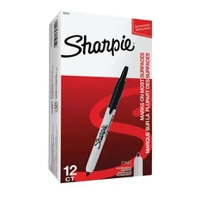 Sharpie Permanent Black Marker Pen 1mm Line [Pack 12] - S0810840