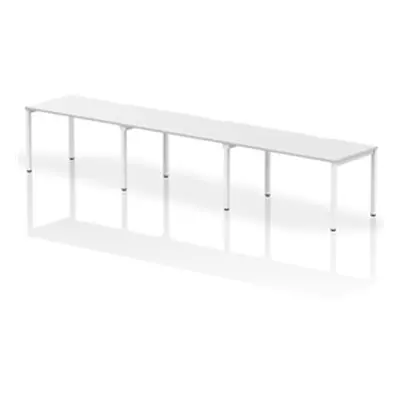 Evolve Single White Frame Bench Desk 1400 White (3 Pod) - BE391