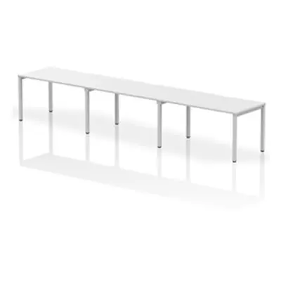 Evolve Single Silver Frame Bench Desk 1400 White (3 Pod) - BE411