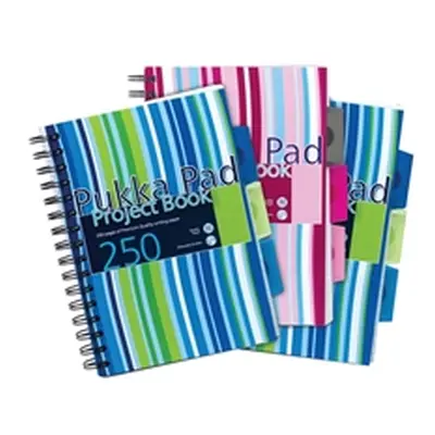 Pukka Pad Stripes Polypropylene Project Book A5 Blue/Pink (3 Pack)