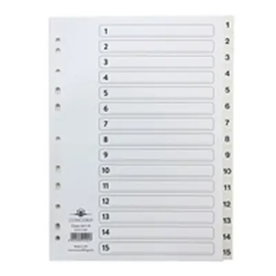 Concord Classic Index 1-15 A4 White Board With Clear Mylar Tabs