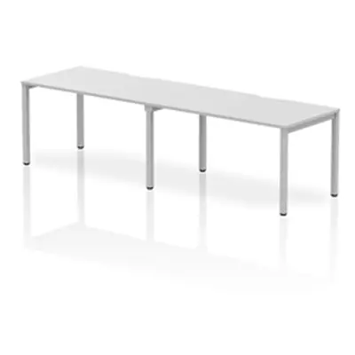 Evolve Single Silver Frame Bench Desk 1400 White (2 Pod) - BE371