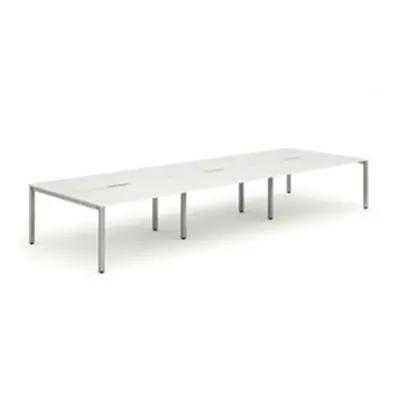 Evolve B2B Silver Frame Bench Desk 1400 White (6 Pod) - BE291