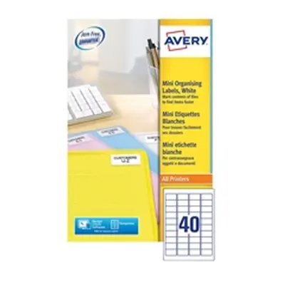 Avery Laser Mini Labels 45.7x25.4mm 40 Per Sheet White (1000 Pack)