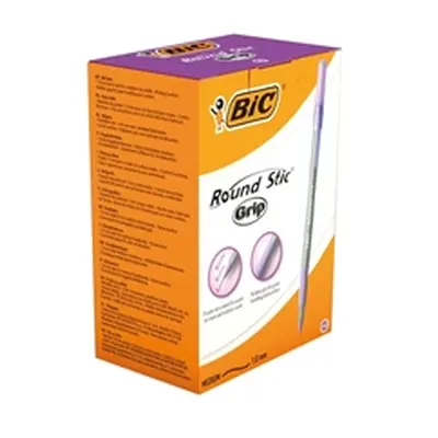 Bic Round Stic Grip Pen 1.0mm Tip 0.4mm Line Purple [Pack 40] - 920412