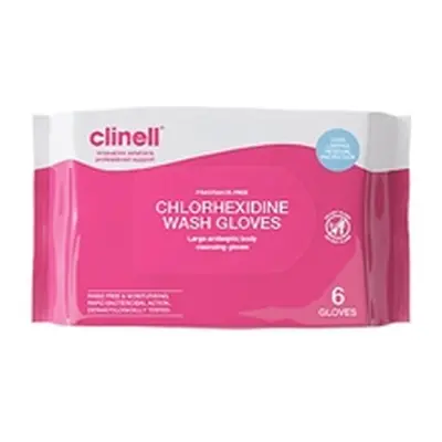 Clinell Chlorhexidine Wash Gloves Fragrance Free (Pack of 6) CHGWGL6FF