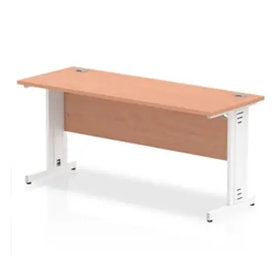 Impulse 1600 x 600mm Straight Desk Beech Top White Cable Managed Leg