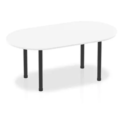 Impulse 1800mm Boardroom Table White Top Black Post Leg