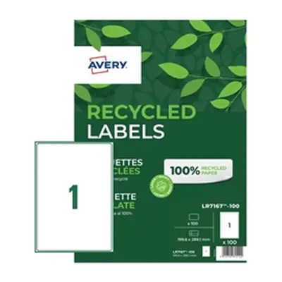 Avery Laser Parcel Labels Recycled 199.6x289.1mm 1 Per - LR7167-100