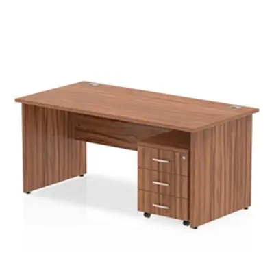 Impulse 1800x800mm Desk Walnut Top Panel Leg + Mobile Ped