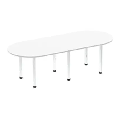 Impulse 2400mm Boardroom Table White Top Chrome Post Leg