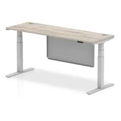 Air 1800x600 Height Adjustable Desk Grey Oak CP Silver Leg Modesty Pnl