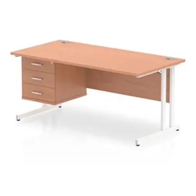 Impulse 1600 Rectangle White Cant Leg Desk Beech 1 x 3 - MI001702