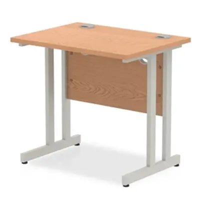 Impulse 800/600 Rectangle Silver Cantilever Leg Desk Oak - MI002904