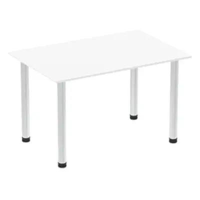 Impulse 1200mm Straight Table White Top Brushed Aluminium Post Leg