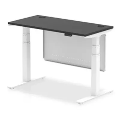 Air 1200x600 Height Adjustable Desk Black CP White Leg Modesty Panel