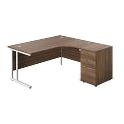 1600X1200 Twin Upright Right Hand Radial Desk Dark Walnut-White