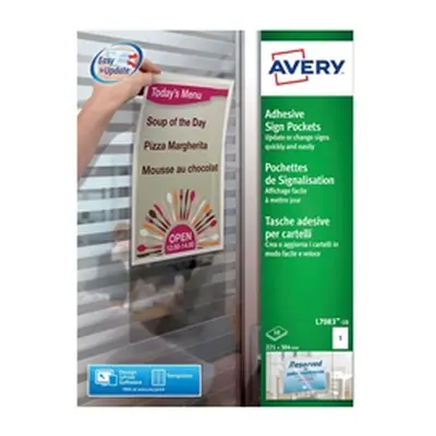 Avery Transparent Adhesive Sign Pockets A4 (10 Pack) L7083-10